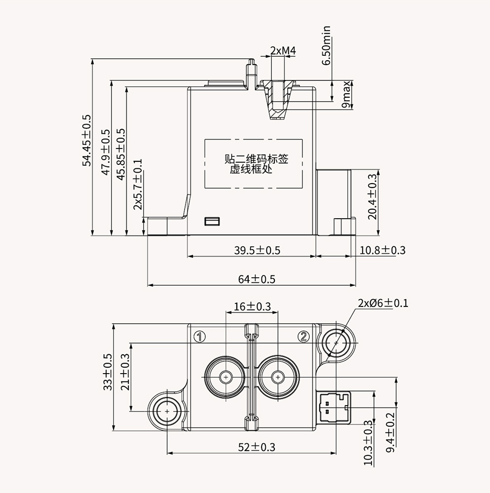 博雪科技 高压交/直流继电器 新能源继电器 NN82A-100 外形尺寸图