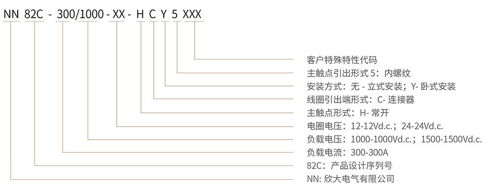 博雪科技 高压交/直流继电器 新能源继电器 NN82C-300 命名方式