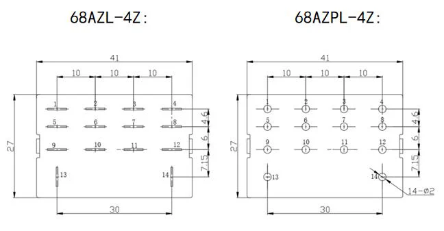 NNC68AZL-4Z(JQX-13F-4Z)安装孔尺寸