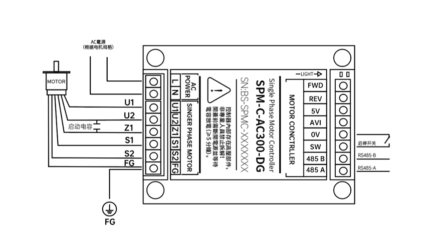 SPM-C-AC300-DG RS485控制接线