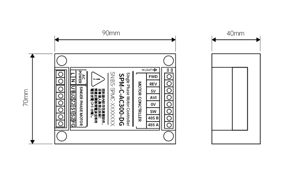 SPM-C-AC300-DG 调速器外形及安装尺寸图